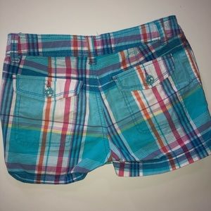 Girls Blue Plaid Shorts